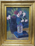 Gheorghe Zidaru - Vas cu Flori, Ulei/Carton, 51.5x36 cm, Semnat 1958