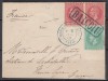 ROMANIA 1879/1880 LP 40c LP 40 g REGELE CAROL I EMISIUNEA BUCURESTI II - 5 BANI VERDE+PERECHE 10 BANI ROSU/FATA DE PLIC CIRCULAT BAICOIU PARIS 1880, Stampilat