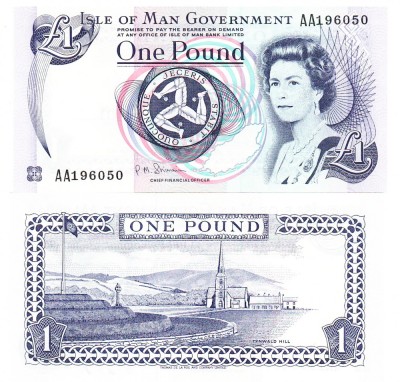 Insula Man Isle of Man 1 Pound 1990 - 2009 P-40c UNC foto