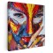 Tablou portret femeie pictata pe fata, multicolor 1298 Tablou canvas pe panza CU RAMA 80x80 cm