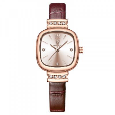 Ceas de dama Poedagar Fashion Casual Quartz Otel Piele Coffe foto