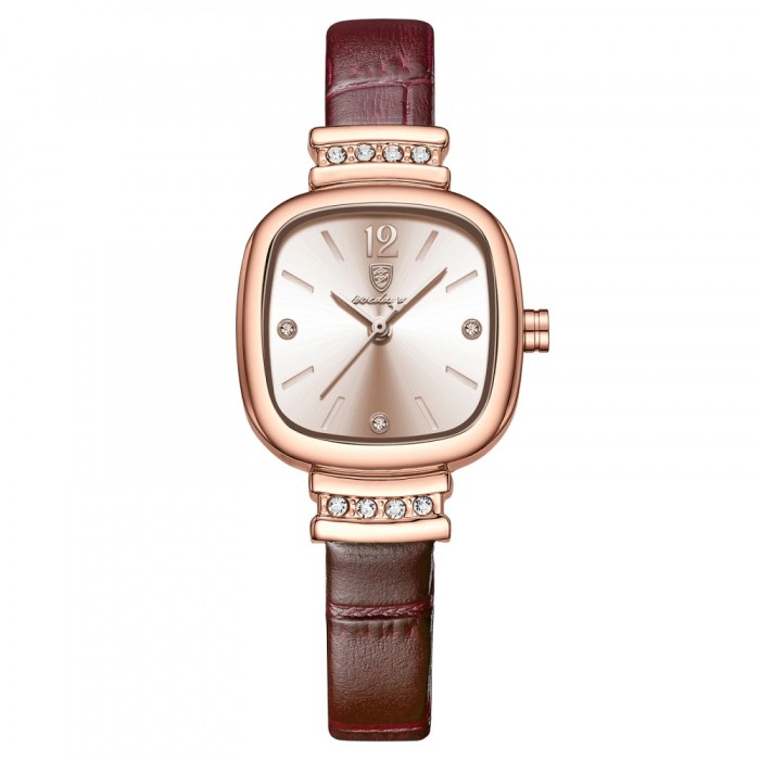 Ceas de dama Poedagar Fashion Casual Quartz Otel Piele Coffe
