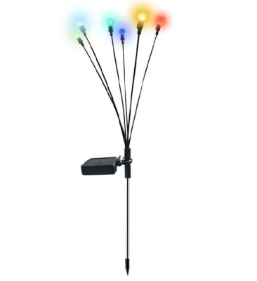 Комплект от 2 LED градински лампи, декоративни, 6 LED крушки, соларно зареждане и сензор за здрач, многоцветна светлина, BZRSH foto