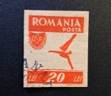 Rom&acirc;nia Regat "Organizația Sportului Popular - O.S.P." (1945&ndash;1946) - 20 LEI Roșu ("Sărituri &icirc;n Apă / Natat", NEDINTELAT, Ștampilat) RO1