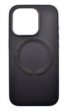 Husa din piele ecologica compatibila MagSafe pentru Apple iPhone 15 Pro Max Negru, Oem