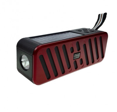 Boxa portabila radio cu lanterna, incarcare solar si electric, Bluetooth : Culoare - rosu foto