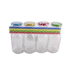 Set sticle cu dop si paie, 4 buc