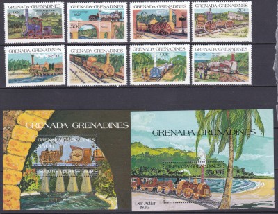 DB1 Grenada Grenadines 1984 Locomotive 8 v. + 2 x SS MNH foto