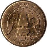 San Marino 5 Euro 2019 - (Zodia Gemeni) 26.95 mm, SM1, KM-583 UNC !!!, Europa