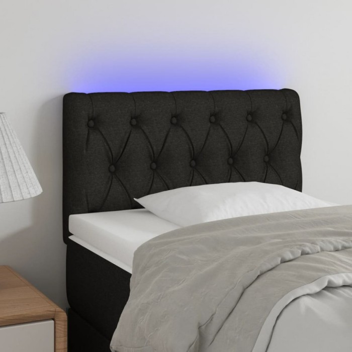 Gossi tablie de pat cu led, negru, 80x7x78/88 cm, textil