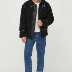 Alpha Industries geaca B3 Teddy barbati, culoarea negru, de tranzitie, oversize