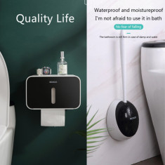 Set Perie Silicon Pentru Toaleta Cu Suport Hartie Igienica Cu Raft De foto