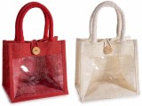 Cumpara ieftin Set 4 gentute cadouri iuta rosie natur cm21x15,5x34H
