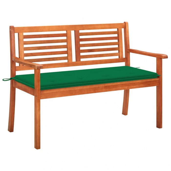 vidaXL Bancă grădină 2 locuri, cu pernă, 120 cm, lemn masiv eucalipt 3060974