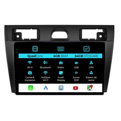 Navigatie Dedicata Ford Fiesta (2006-2011),QuadCore, 9Inch, 4Gb Ram, 64Gb Stocare, Carplay foto