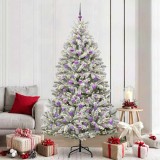 VidaXL Brad de Crăciun artificial Verde și alb 210 cm PVC și Metal 3395763