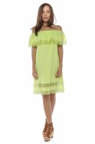 Rochie scurta verde din panza topita Alba