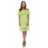 Rochie scurta verde din panza topita Alba