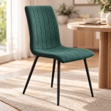 Cumpara ieftin Scaun Dining Verde Tapiterie Stofa Eleganta Picioare Metalice Negre Latime 43cm Inaltime 91cm Ergonomic