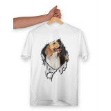 Tricou personalizat dama &quot;BEAGLE&quot;, Alb, Marime S