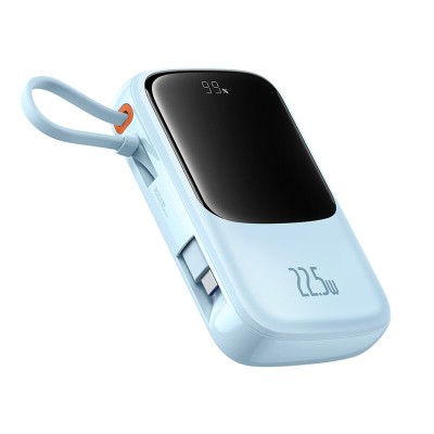 POWER BANK Baseus Qpow Pro+ Digital Display, 10000mAh, 22.5W, 2 x USB Type-C output/input, 1 x USB, 1 x Lightning, albastru, &amp;quot;P10067101313-00&amp;quot; (timbru foto