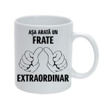 Cana alba personalizata &quot;Asa arata un frate extraordinar&quot;, INOVATIX&reg;. 330ml, Oem