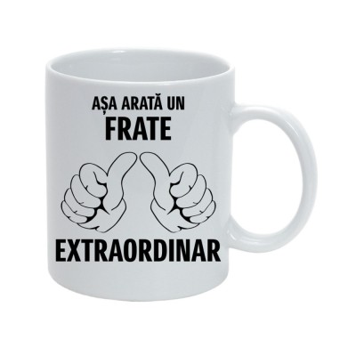 Cana alba personalizata &amp;quot;Asa arata un frate extraordinar&amp;quot;, INOVATIX&amp;reg;. 330ml foto