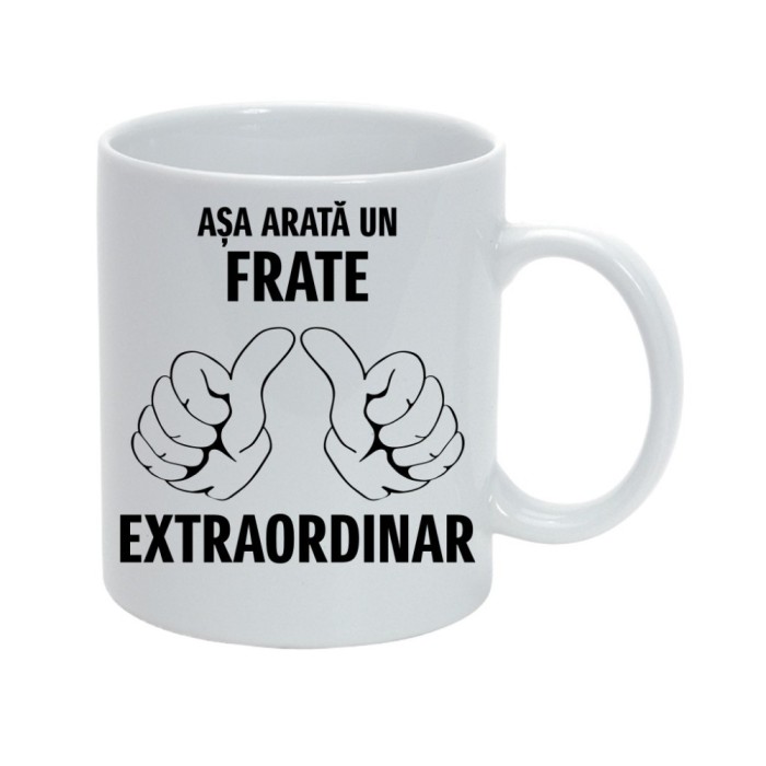 Cana alba personalizata &quot;Asa arata un frate extraordinar&quot;, INOVATIX&reg;. 330ml