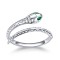 Inel reglabil din argint Crystal Snake--- Model SARPE cu piatra Verde--- ARG413C