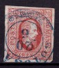 ✅ RO 1865 ,LP 17 ,&quot;Al.-Ioan Cuza in oval &quot;, 20 par rosu , stampila intreaga BOTOSANI, Stampilat