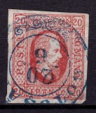 Cumpara ieftin ✅ RO 1865 ,LP 17 ,&quot;Al.-Ioan Cuza in oval &quot;, 20 par rosu , stampila intreaga BOTOSANI