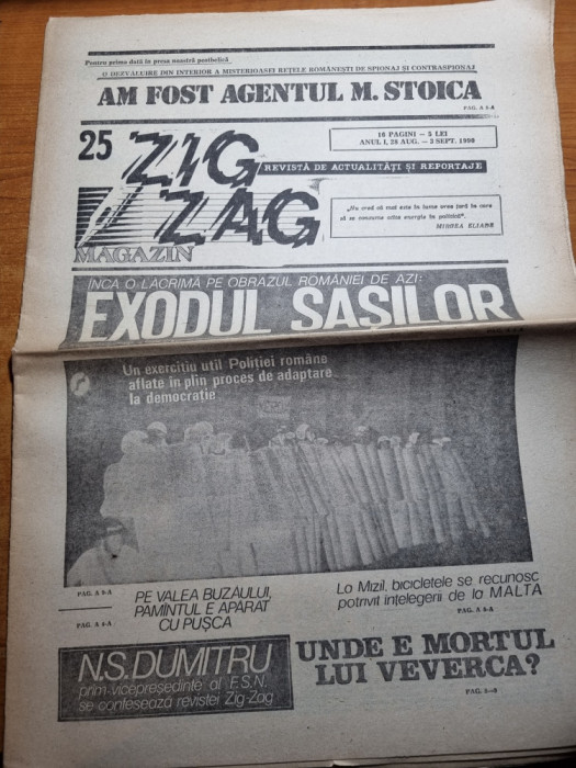 Ziarul Zig-Zag 28 august-5 septembrie 1990-exodul sasilor,discoteca vox maris