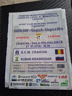 Progfam meci handbal craiova-kuban krasnodar foto