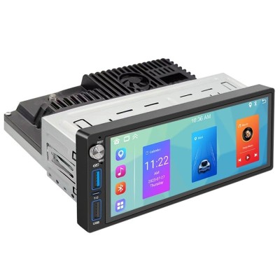 MP5 Player Auto Techstar&amp;reg; 6087, Ecran 6.86 Inch, 1280x480P, DC 12V, Compatibil Apple Carplay/Android Auto, Bluetooth, Mirror Link, 2 x USB, Negru foto