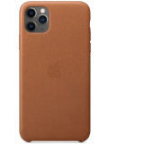 Husa de protectie Apple pentru iPhone 11 Pro Max, Piele, Saddle Brown
