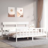 Cumpara ieftin Cadru de pat fără saltea, alb, 200x200 cm, lemn masiv pin