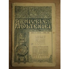 ARHIVELE OLTENIEI , ANUL VI , NO. 29 - 30 , IAN-APR de C.D. FORTUNESCU , CH. LAUGIER , 1927