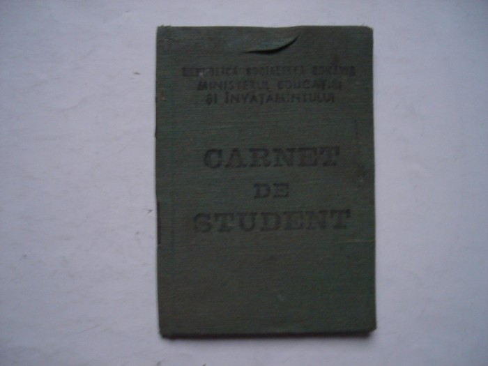 Carnet de student subingineri TCM, 1984