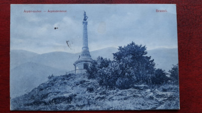 Brasov-1910-Monum. lui Arpad-C.P.circ.-perfecta-RARA foto