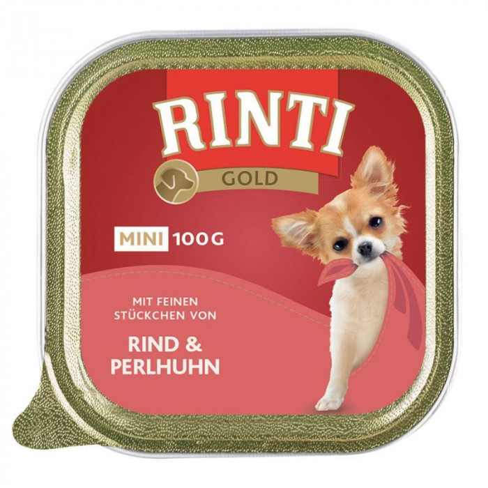 Rinti Gold Mini Adult conservă de carne de vită şi carne de bibilică 100 g