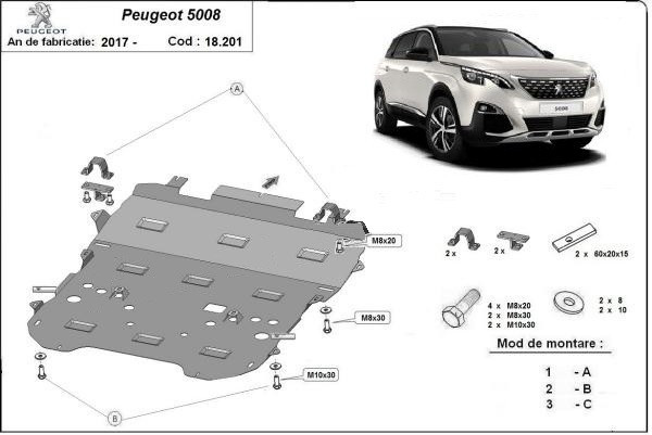 Scut metalic motor si cutie de viteze Peugeot 5008 2017-prezent