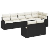 vidaXL Set Canapea Grădină 8 Piese cu Perne Negru Rattan Poliratan