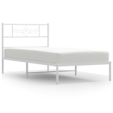 Cumpara ieftin Cadru de pat din metal cu tablie, alb, 107x203 cm