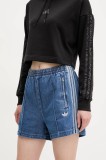 adidas Originals pantaloni scurti jeans Firebird femei, cu imprimeu, high waist, JD2562