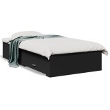 Cadru Pat Gossi cu Sertare, Negru, 75x190 cm, Lemn Prelucrat