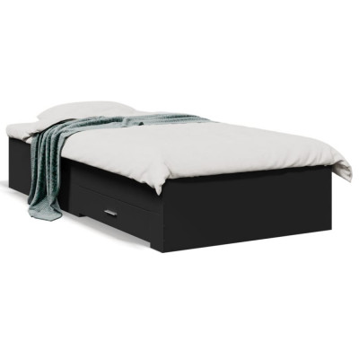 vidaXL Cadru de pat cu sertare, negru, 75x190 cm, lemn prelucrat foto