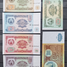 Tadjikistan Set 1,5,10,20,50,100 Ruble 1994 UNC, clasor A1