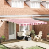 vidaXL Marchiză manuală retractabilă cu LED alb-roșie 400x300 cm