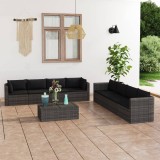 vidaXL Set mobilier de grădină cu perne, 9 piese, gri, poliratan 3059495