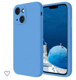 Husa silicon protectie camera cu microfibra in interior Iphone 13 Albastru Ocean